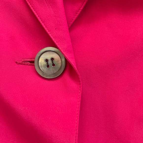 Anne Klein II Blazer Silk Hot Pink Single Breast 1 Button SZ 6 Pockets VINTAGE - Picture 5 of 6